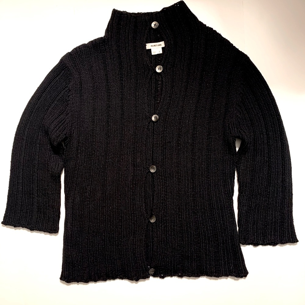Helmet Lang Cropped Sleeve button down sweater!